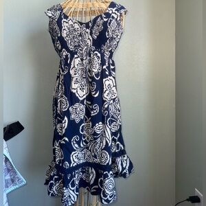 Angie Women’s Small Floral Navy and White Dress